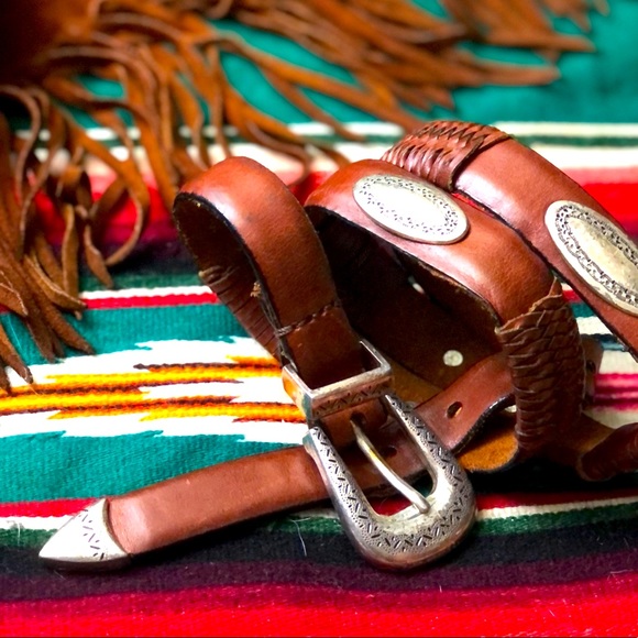 Vintage Leather Concho Belt - Picture 2 of 7